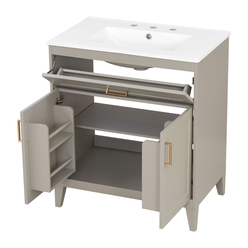 Bathroom Vanity With Sink Top, Adjustable Shelf, Door Organizers