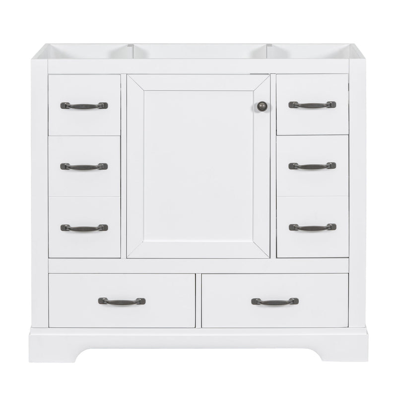 Modern Bathroom Vanity Base Only, 6 Drawer Storage With Adjustable Shelf