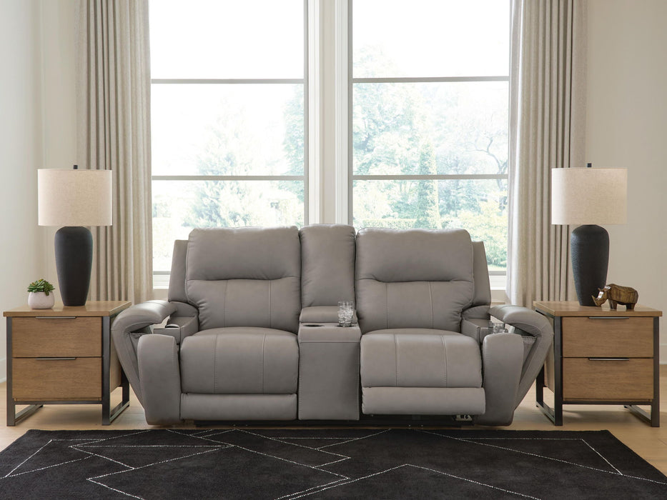 Real Moments - Power Reclining Loveseat With Audio Seating - Ash