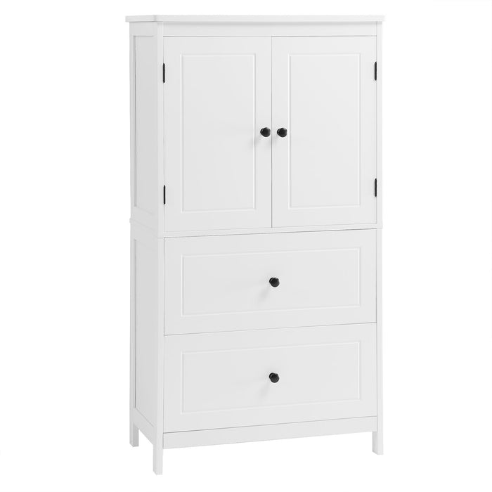 Bathroom Storage Cabinet With 2 Doors And Drawers, Adjustable Shelf