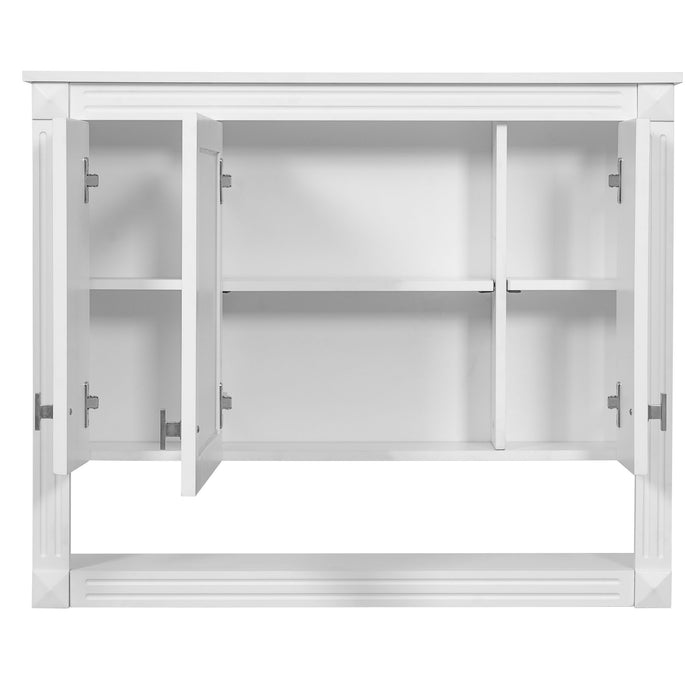 Wall-Mounted Bathroom Cabinet With Mirror And Open Shelf - White