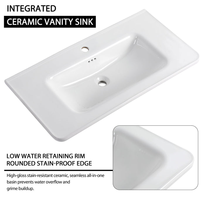 Soft Close Door Freestanding Bathroom Vanity With Sink, 1 Small Storage Cabinet