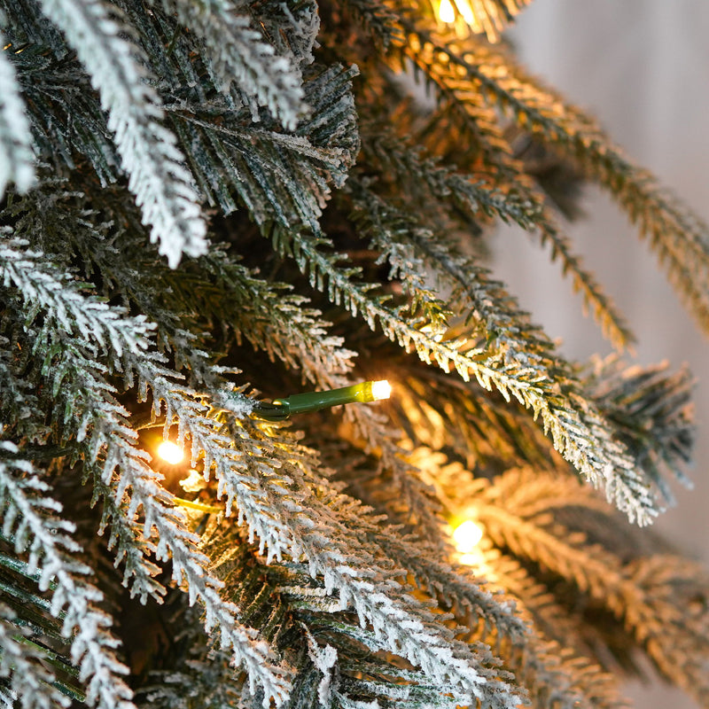Snowy Cascading Christmas Trees 3 Piece Set With Warm LED Lighting, Flocked Weeping Branches, Multi Level Indoor Decor - Green