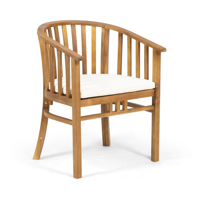 Outdoor Wooden Dining Chairs With Cushions (Set of 2)