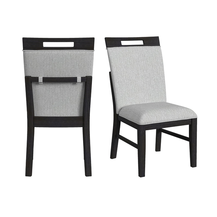 Transcend - Dining Side Chair With Fabric (Set of 2) - Charcoal And Light Gray