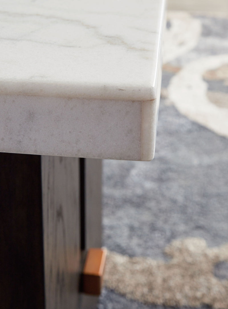 Burkhaus - Rectangular End Table - White / Dark Brown