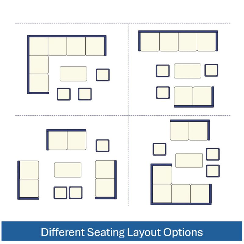 7 Piece Outdoor Dining Set With Cushions, Modular Sectional Sofa And Table