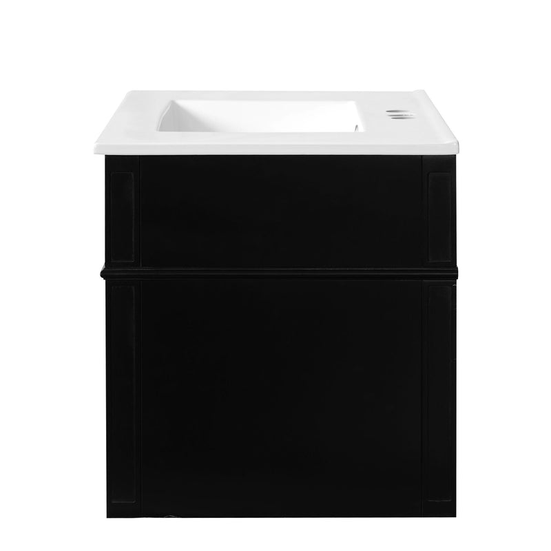 Wall Mounted Bathroom Vanity With 2 Drawers, 1 Tip Out Drawer, 3 Holes Sink