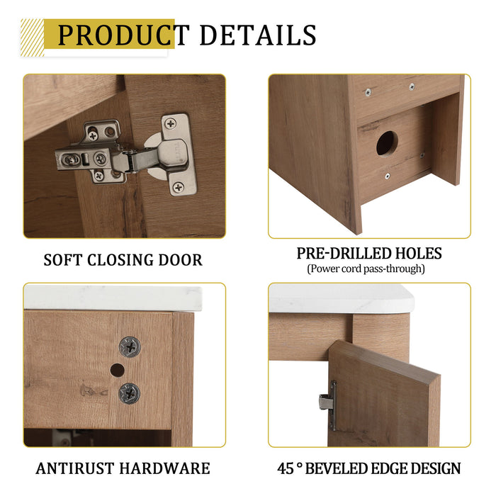 Wall Mounted Bathroom Vanity With Art Sink, 2 Storage Shelves, Soft Close Door
