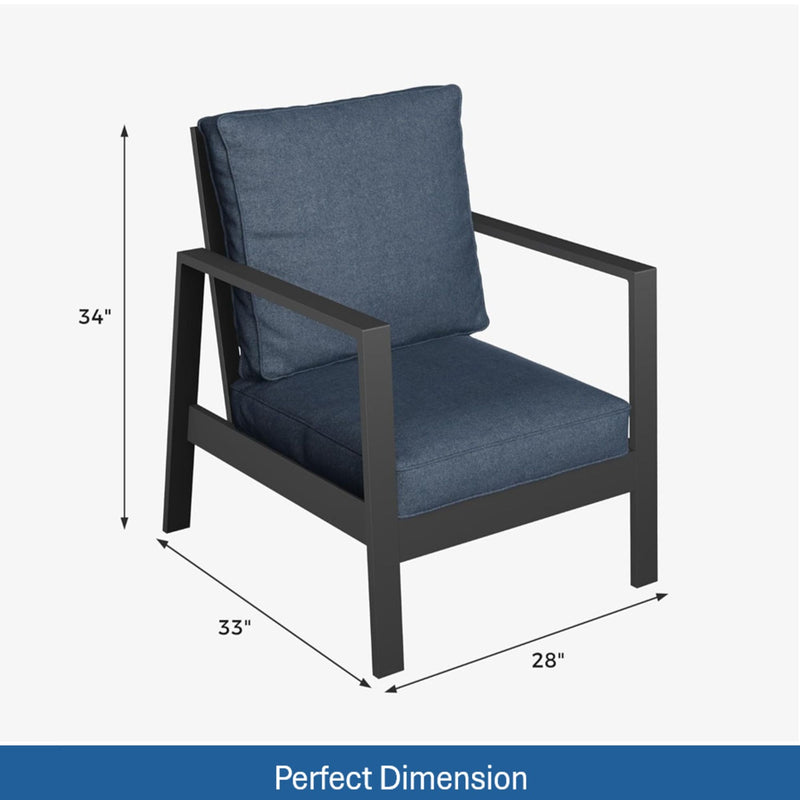 All-Weather Ergonomic Patio Armchairs With Thick Cushions (Set of 2)