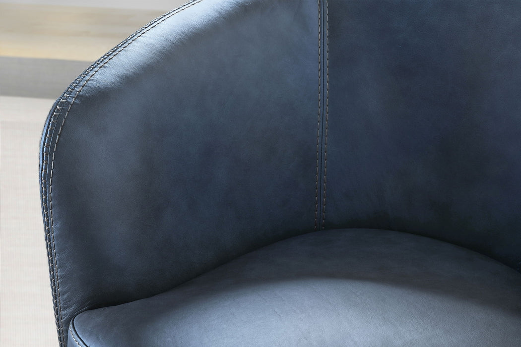 Barolo - 100% Italian Leather Swivel Club Chair (Set of 2)