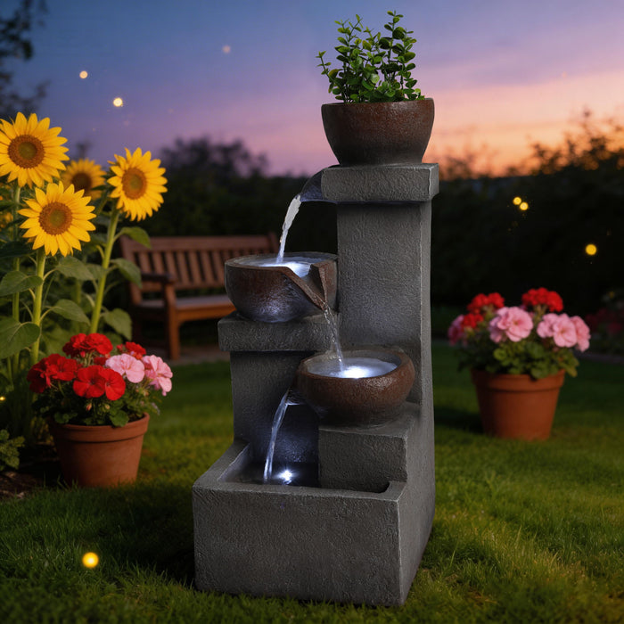 LED Waterfall Fountain Outdoor For Garden - Gray