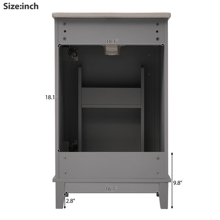Modern Small Bathroom Vanity Cabinet With Ceramic Basin, Ample Storage, 1 Soft Close Door