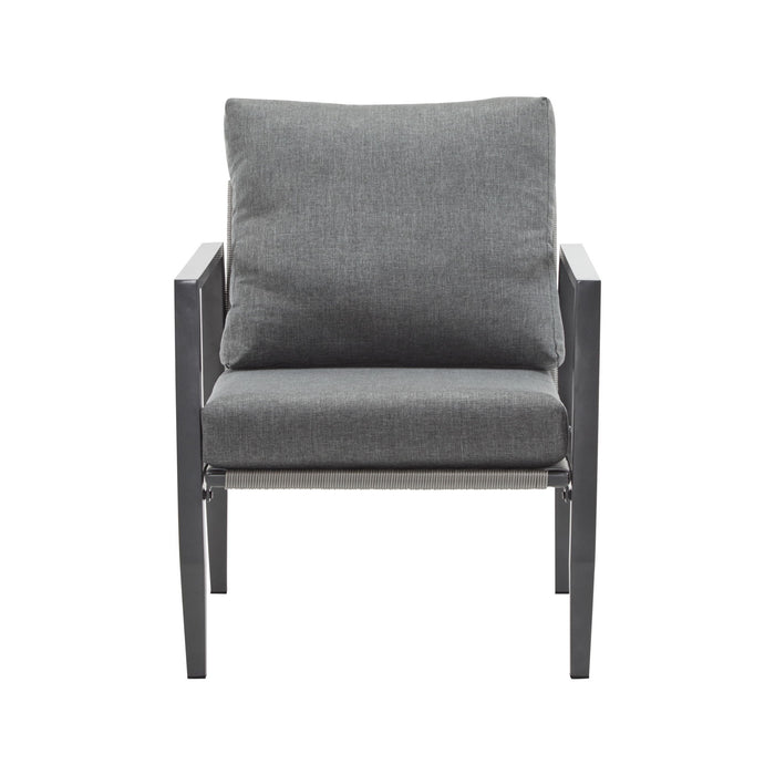 Modern Lounge Chair With Rope Accents And Cushions