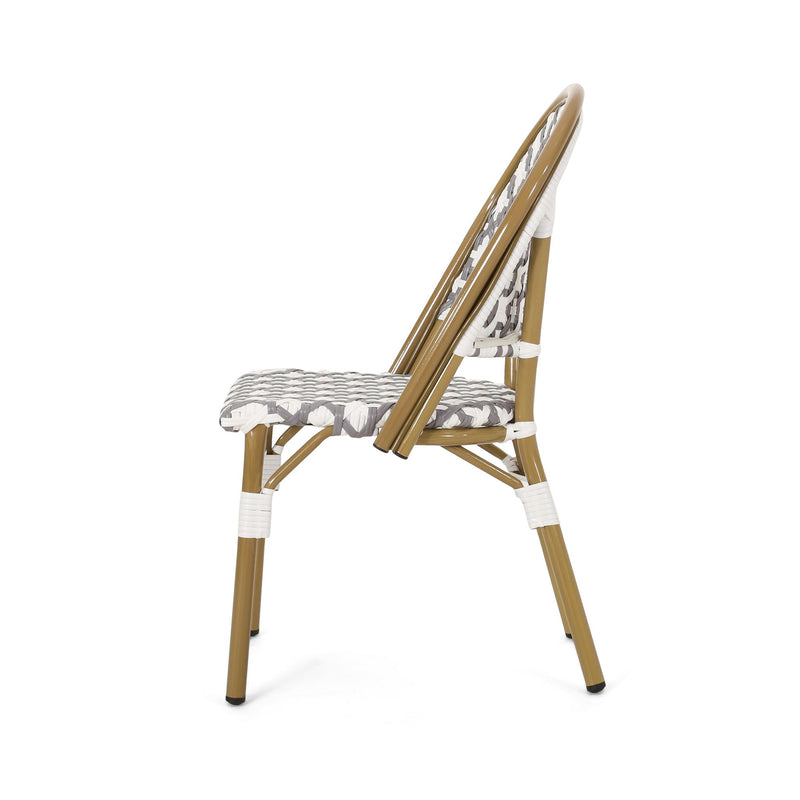 Chic French Bistro Chair With Durable Rattan And Aluminum Frame