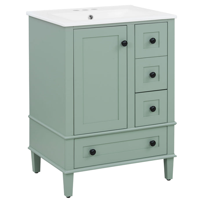 Bathroom Vanity With Integrated Basin, Soft Close Drawers, Door Mounted Double Layer Shelf