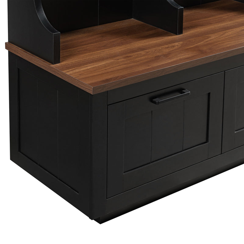 Hall Tree With Bench And Shoe Storage, 3 Large Drawers, Open Storage Shelves & Hooks