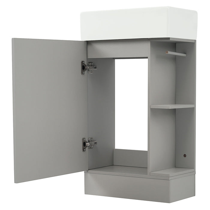 Modern Bathroom Vanity With Sink And 2 Tier Shelf