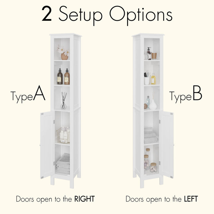 Slim Tall Bathroom Storage Cabinet With Adjustable Shelves, Anti Tip Freestanding Cabinet - White