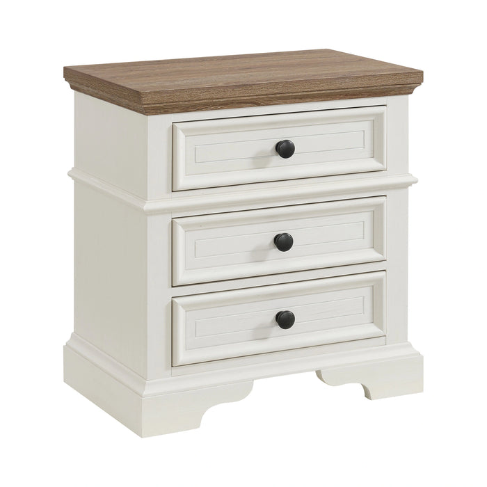 Eastwood Youth 3-Drawer Nightstand in Brown and Off-White