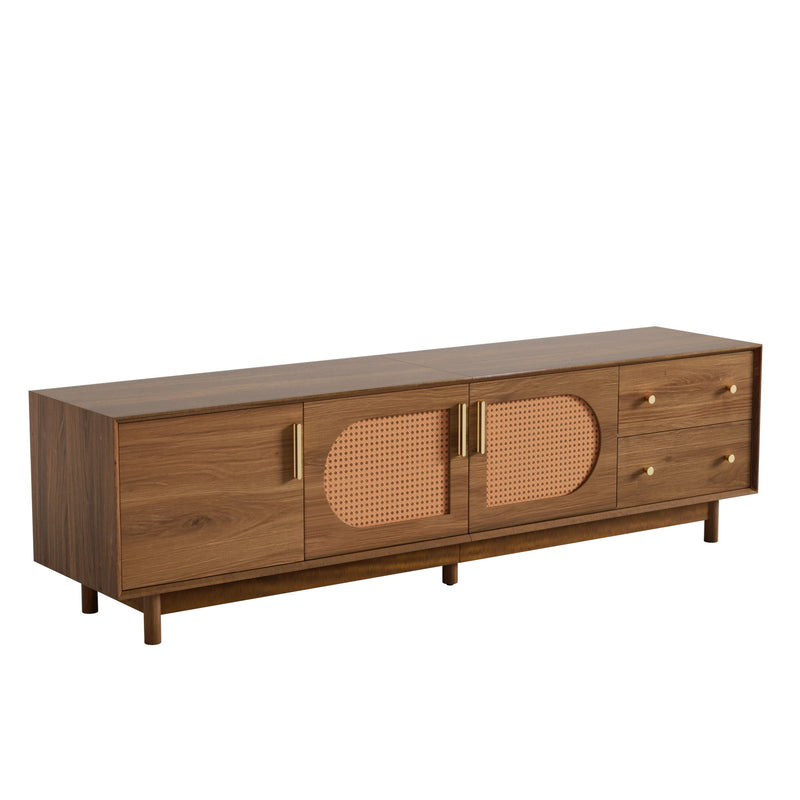 70" TV Stand With Beveled Edge Design - Brown