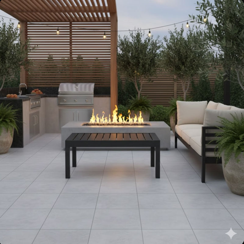 All Weather Slatted Outdoor Coffee Table For Garden - Black