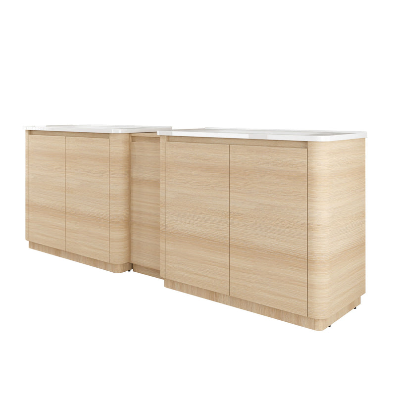 92" Freestanding Bathroom Vanity With Sink, 1 Small Storage Cabinet, Soft Close Door - Ameican White Oak