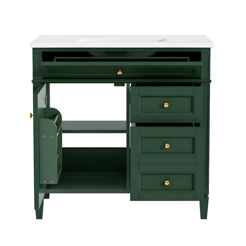 Bathroom Vanity With Sink, Rectangular Storage Cabinet & 2 Drawers And Tip Out Drawer