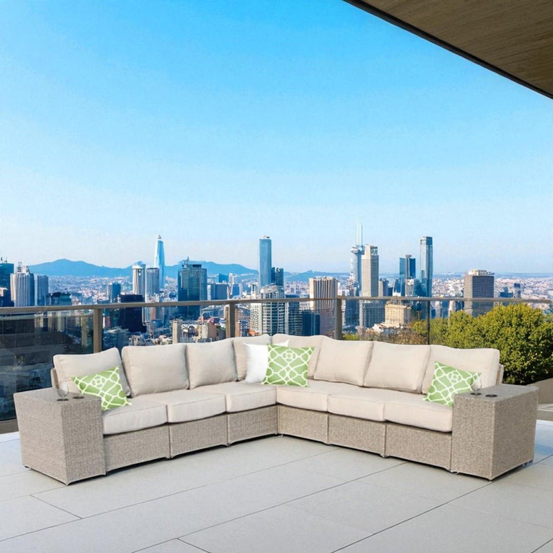 Rattan Sectional Sofa Set With Cushions
