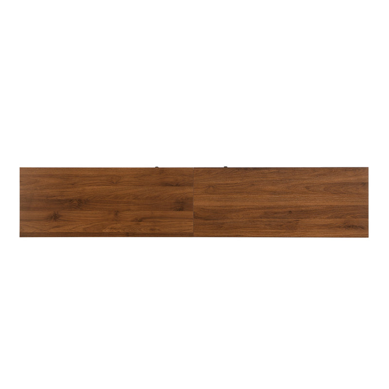 TV Stand, Entertainment Center With Slatted Doors, Cable Management, Soft Closing Hinges - Walnut