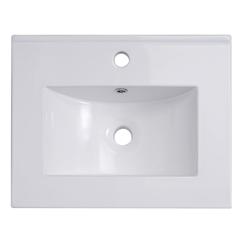 Modern Small Bathroom Vanity Cabinet With Ceramic Basin, Ample Storage, 1 Soft Close Door