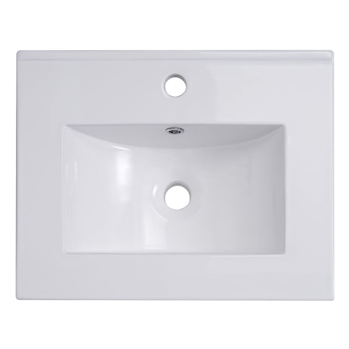 Modern Small Bathroom Vanity Cabinet With Ceramic Basin, Ample Storage, 1 Soft Close Door