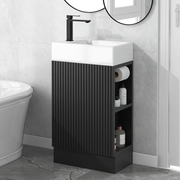 Modern Bathroom Vanity With Sink And 2 Tier Shelf
