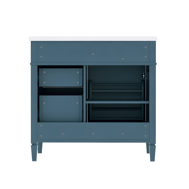Bathroom Vanity With Sink, Rectangular Storage Cabinet & 2 Drawers And Tip Out Drawer