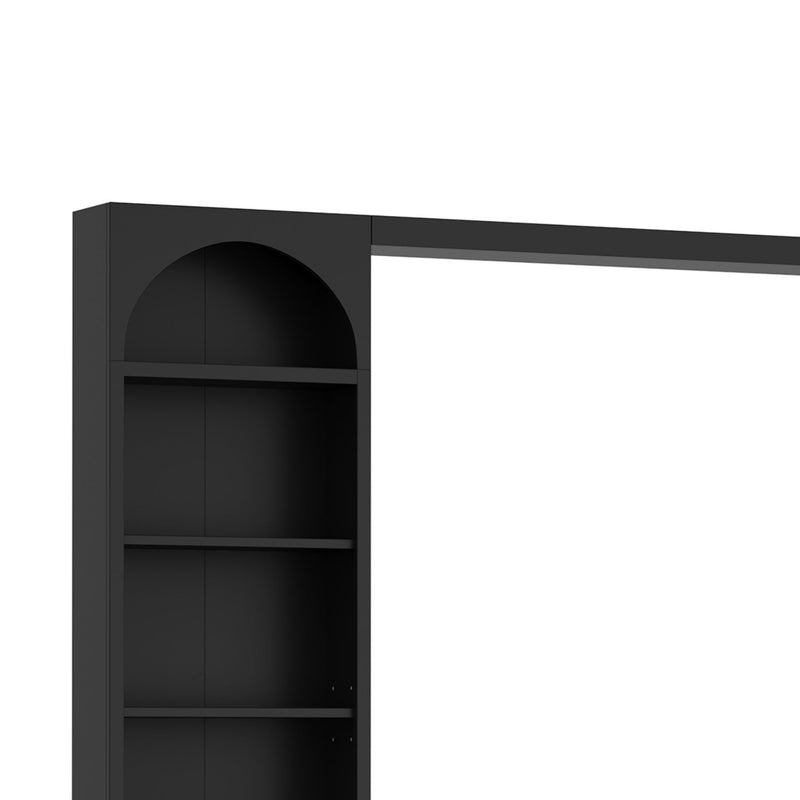Arched Entertainment Center Wall Unit With 6 Drawers, Large TV Stand With Bookshelves