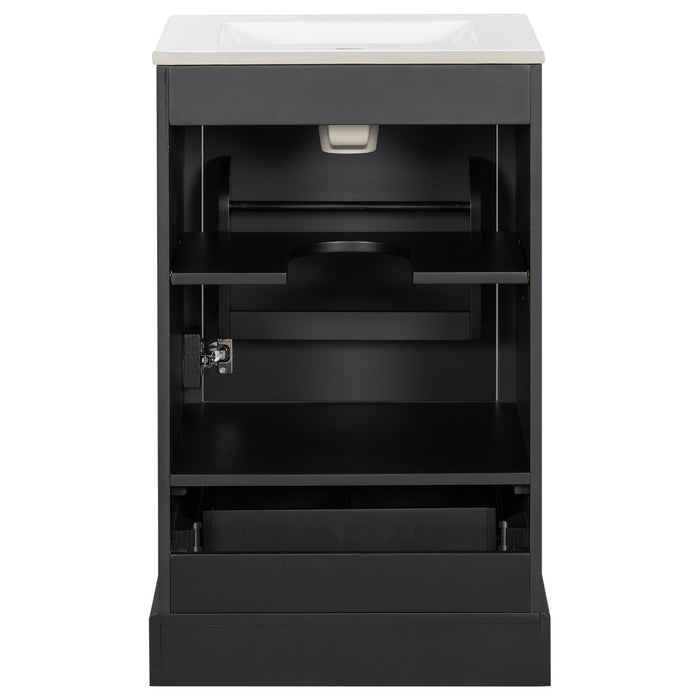 Bathroom Vanity With Sink, Soft Close Door, Adjustable U-Shaped Shelf