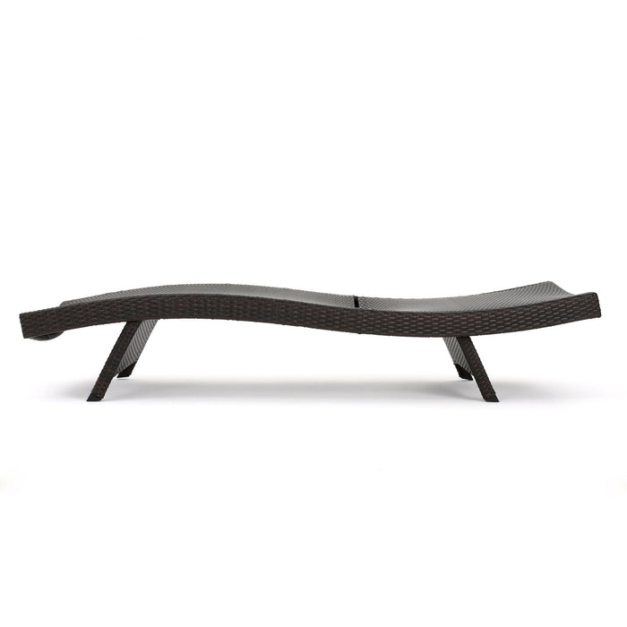 Mysticism Outdoor Chaise Lounge With Adjustable Backrest And Foldable Legs - Brown Multi