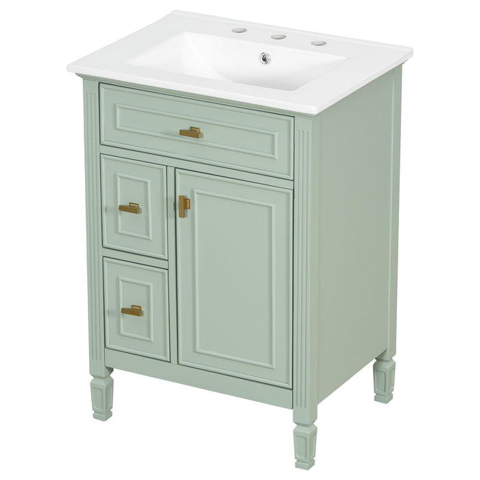 Bathroom Vanity With Sink, Flip Drawer, 2 Drawers, Adjustable Shelf