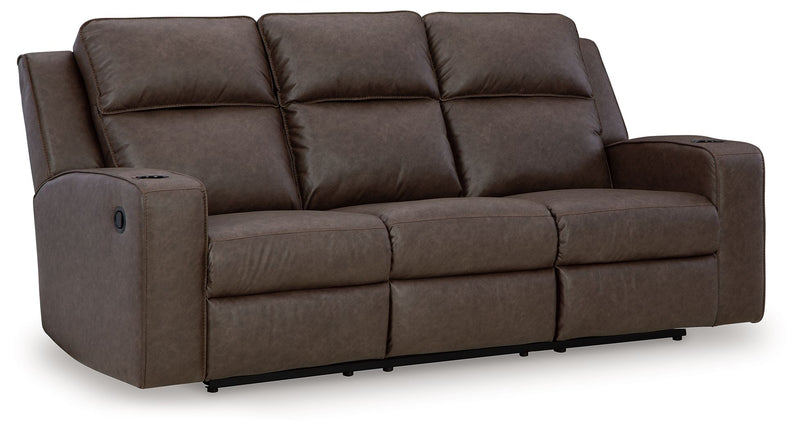 Lavenhorne - Reclining Sofa With Drop Down Table - Umber
