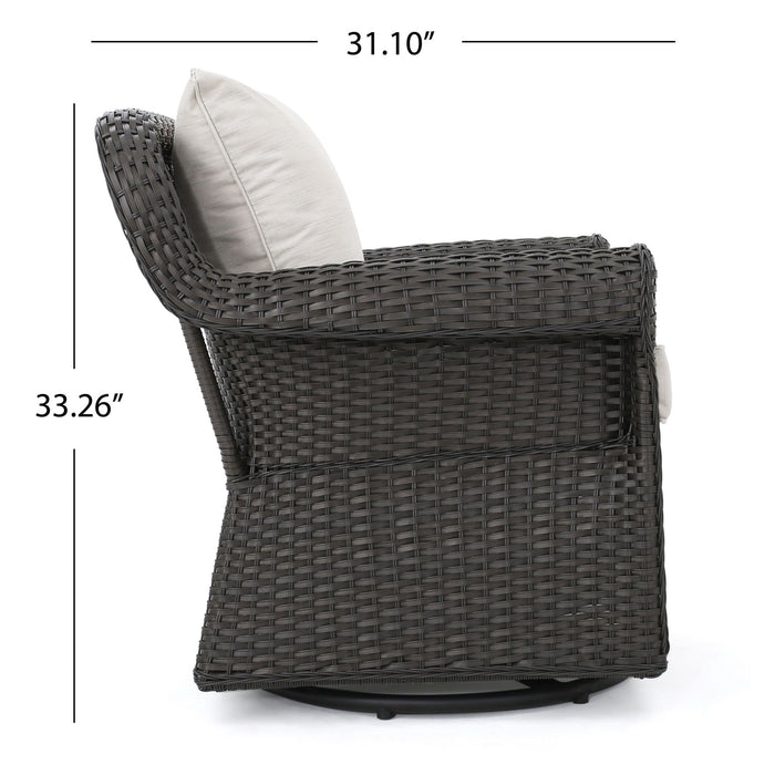 Amaya - Outdoor Swivel Rocker Chair With Water Resistant Cushions - Brown / Beige
