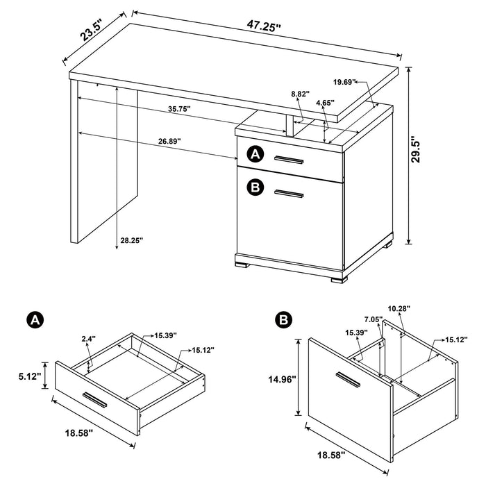 2 Drawer Reversible Office Desk With Modular Design