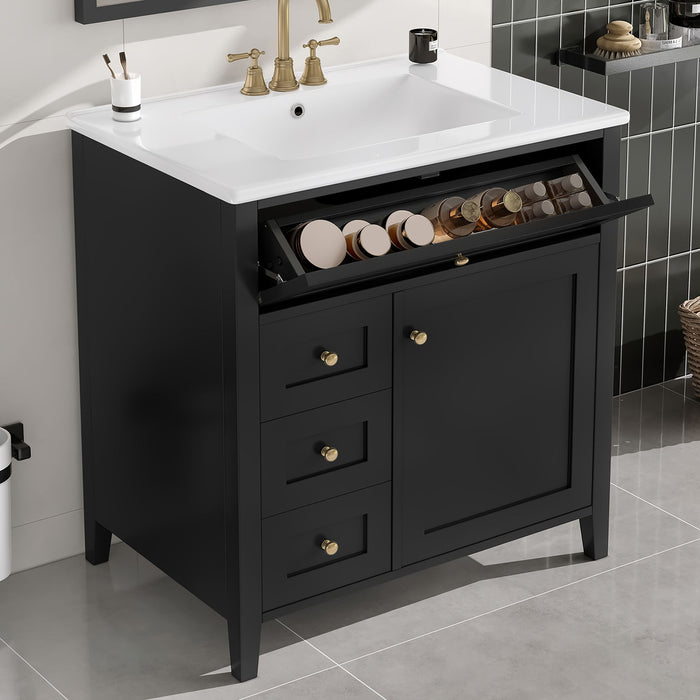 Bathroom Vanity With Sink, 3 Drawers And Adjustable Shelf, Freestanding Storage Unit