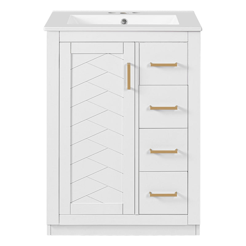 Modern Bathroom Vanity With 1 Door And 3 Drawers
