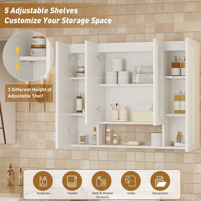 Wall Mounted Bathroom Cabinet With 5 Adjustable Shelves