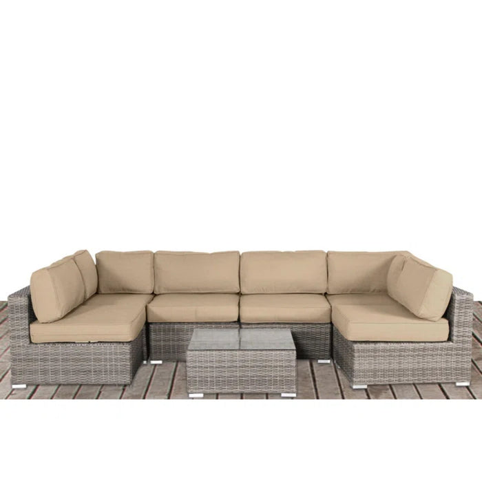 Seating Set With Cushions Handcrafted Wicker Design