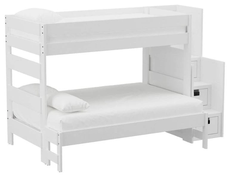 Elements International Cali Kids Twin over Full Bunk Bed with Staircase in White image