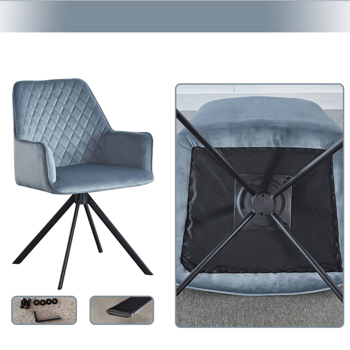 Modern Desk Chair No Wheel, Ergonomic Office Chair Home Office Upholstered Chair, Computer Chair For Bedroom, Reception Room, Living Room With Metal Legs - Blue