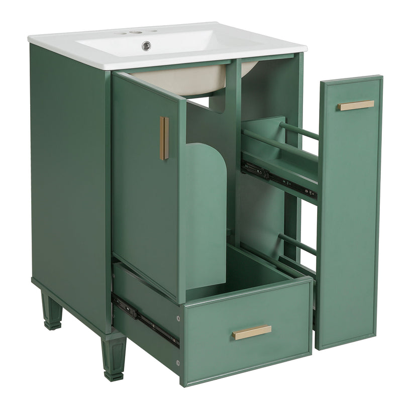 Bathroom Vanity With Sink, Deep Drawer, Door Shelf, 2 Tier Basket