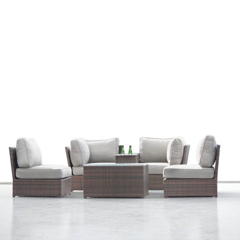 Comfortable Modern Patio Rattan Sectional Set With Cushions