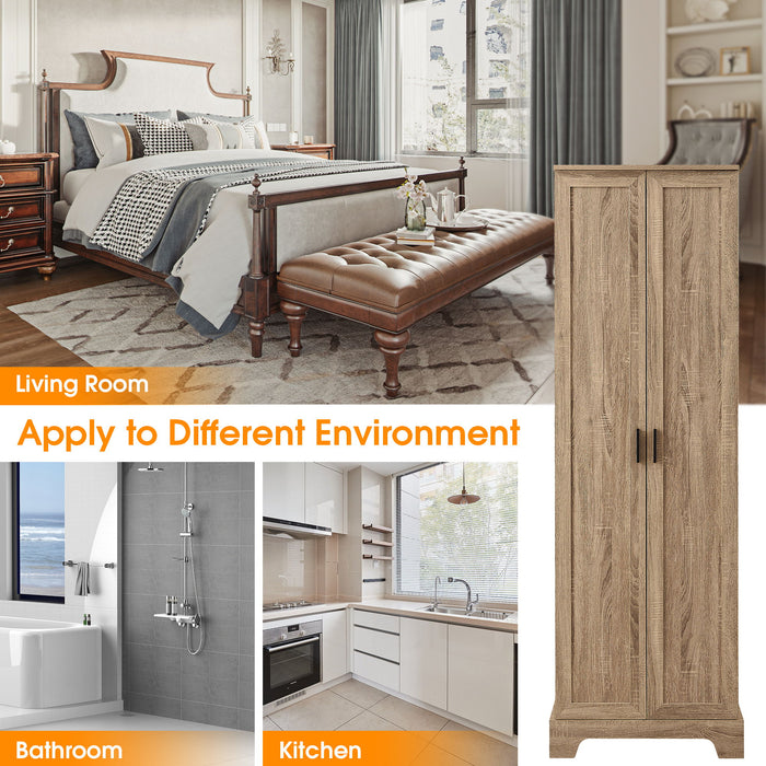 Storage Cabinet With Adjustable Shelves, 2 Doors, Rectangle Design For Bathroom